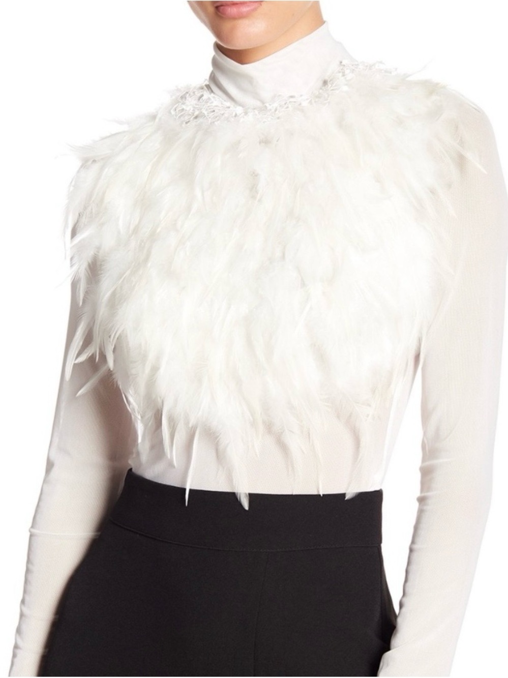 New Gracia sheer feather top small